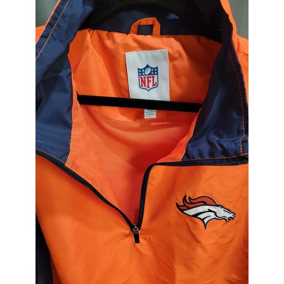 NFL Mens Denver Broncos Jacket 1/4 Zip Pullover Orange Windbreaker NEW WITH TAGS - Picture 4 of 8